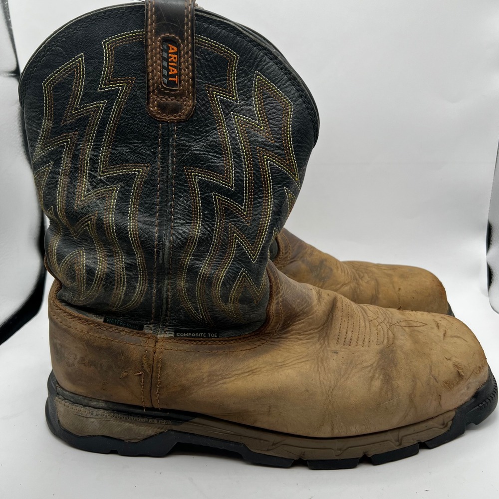 Ariat Rebar Western Work Boots Mens 12EE Composite Toe Waterproof 10034157 Brown